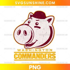 Washington Commanders Hamm PNG retro football fan design with cartoon pig-inspired character
