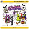 Welcome To Our Nightmare PNG featuring gothic cartoon-inspired Halloween characters, pumpkins, bats, candy, and spooky decorative charms