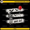 Well Shit Skeleton PNG featuring a skeleton watching its arm float away with a red balloon and Halloween bats