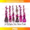 Witch Broom In October We Wear Pink PNG with decorative pink witch brooms for Breast Cancer Awareness Month