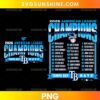 2026 Tampa Bay Rays American League Champions PNG featuring bold blue championship lettering and a detailed player roster layout.