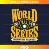 2026 World Series Milwaukee Brewers PNG featuring gold baseball lettering, a baseball glove, and a white baseball.