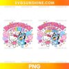 Birthday Time Hello Kitty and Bluey PNG with colorful balloons, confetti, and birthday girl and boy designs