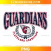 Cleveland Guardians Baseball Laurel Wreath PNG featuring oversized navy lettering, red and white outlines, a baseball emblem, and a silver wreath.