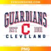 Cleveland Guardians EST 1901 PNG with distressed navy GUARDIANS lettering, a red C emblem, and CLEVELAND text.