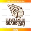 Cleveland Guardians Vintage PNG featuring a winged baseball emblem, distressed brown lettering, and EST. 1901 details on a cream background.