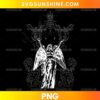 Dark Angel Gothic PNG featuring a detailed winged angel with gothic fantasy artwork on a black background