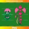 Elliott Pete's Dragon PNG featuring a green cartoon dragon with bright pink hair and a matching pink-spiked tail.