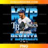 Freddy Peralta Tampa Bay Rays 2026 ALCS MVP PNG featuring a baseball player portrait, oversized blue MVP lettering, and a TB-inspired emblem.