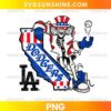 Grateful Dead Uncle Sam LA Dodgers Baseball PNG featuring a skeleton-like patriotic character, star-spangled hat, baseball, and California graphic