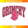 Grinchy Christmas PNG design with pink varsity lettering and Grinch-inspired holiday artwork