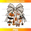 Halloween Bow PNG featuring a cream polka dot ribbon with pumpkin, ghost, witch hat, bat, spider, and orange Halloween charms