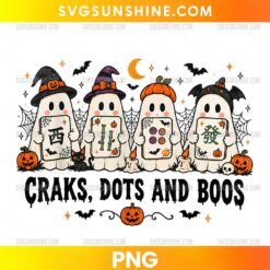 Halloween Ghosts Craks Dots and Boos PNG, Cute Spooky Halloween Design