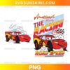 Lightning McQueen Racing Club PNG featuring Disney Cars race car number 95 with retro racing typography and road speed graphics