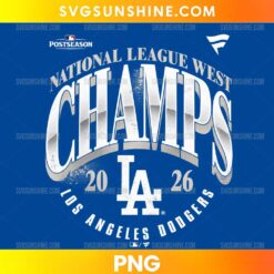 Los Angeles Dodgers National League West Champions 2026 PNG featuring distressed white lettering and a blue LA-inspired monogram