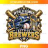 Milwaukee Brewers 2026 Championship PNG featuring a batting helmet, baseball, crossed bats, golden trophy, and bold navy and gold lettering