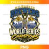 Milwaukee Brewers 2026 Championship Trophy PNG featuring navy and gold lettering, a central trophy, a Milwaukee skyline, and World Series Champions graphics.