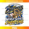Milwaukee Brewers 2026 Championship Trophy PNG featuring blue and gold script lettering, a metallic gold trophy, a baseball, and colorful paint splashes.