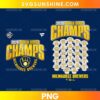 Milwaukee Brewers 2026 World Series Champs PNG featuring golden championship lettering, a navy blue Brewers-inspired glove emblem, and illustrated white player jerseys.