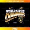 Milwaukee Brewers 2026 World Series Gold Champions PNG featuring metallic gold Champions lettering, white World Series text, and a navy blue and yellow Brewers-inspired glove emblem.