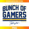 Milwaukee Brewers Bunch of Gamers PNG with bold navy blue lettering, golden yellow outlines, horizontal stripes, and a signature-style graphic