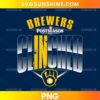 Milwaukee Brewers Clinched PNG with large silver lettering, gold accents, navy blue background, and a baseball glove emblem