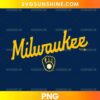 Milwaukee Brewers PNG featuring golden-yellow script lettering and a matching baseball glove holding a baseball