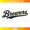 Milwaukee Brewers Logo PNG featuring navy blue script lettering with white accents and a golden yellow outline