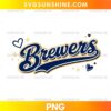 Milwaukee Brewers Love PNG featuring navy blue script lettering, golden yellow outlines, heart accents, and sparkling stars