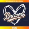 Milwaukee Brewers Retro Script PNG with cream script lettering, distressed white baseball graphics, and red orange and teal outlines