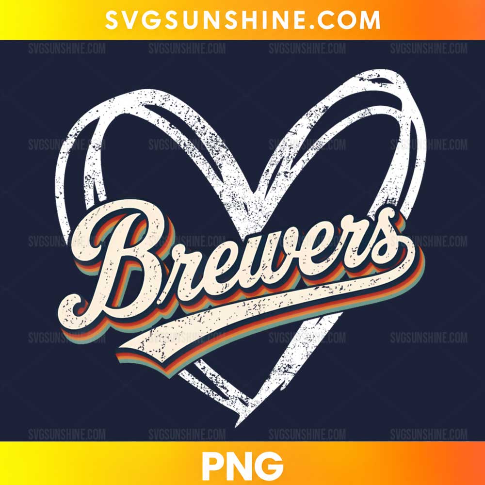 Milwaukee Brewers Retro Script PNG with cream script lettering, distressed white baseball graphics, and red orange and teal outlines