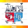 MLB ALCS 2026 Cleveland Guardians vs Tampa Bay Rays PNG featuring silver ALCS lettering, red and blue team-inspired panels, baseball graphics, and VS text.