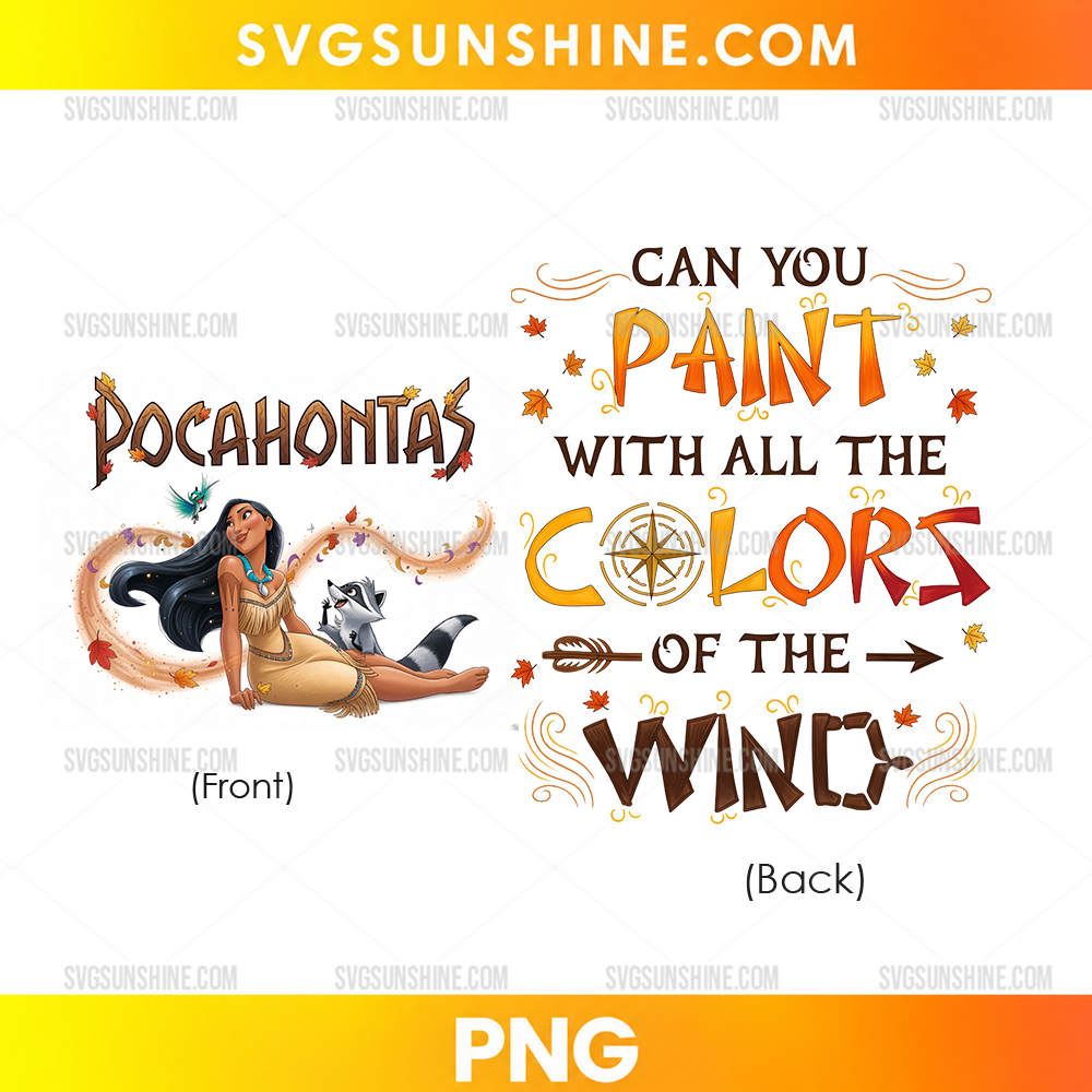 Pocahontas Disney PNG Design – Autumn Colors Wind Digital Download for T-Shirts