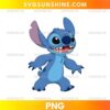 Stitch PNG featuring a cute blue alien character with oversized ears, big eyes, and a wide playful smile.
