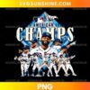 Tampa Bay Rays 2026 AL Champs PNG featuring multiple baseball players, a championship trophy, and bold cream and blue lettering.
