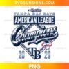 Tampa Bay Rays 2026 American League Champions PNG featuring metallic navy and silver lettering, baseball graphics, and championship-inspired typography.