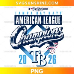 Tampa Bay Rays 2026 American League Champions PNG design with blue and silver championship lettering