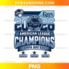 Tampa Bay Rays 2026 American League Champions PNG with a blue retro badge, 2026 numerals, bold lettering, and three stars.