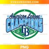 Tampa Bay Rays 2026 Champions PNG featuring blue championship lettering, a green circular emblem, and a central TB monogram.