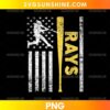Tampa Bay Rays Baseball PNG featuring a yellow baseball bat, white batter silhouette, stars, and distressed stripes