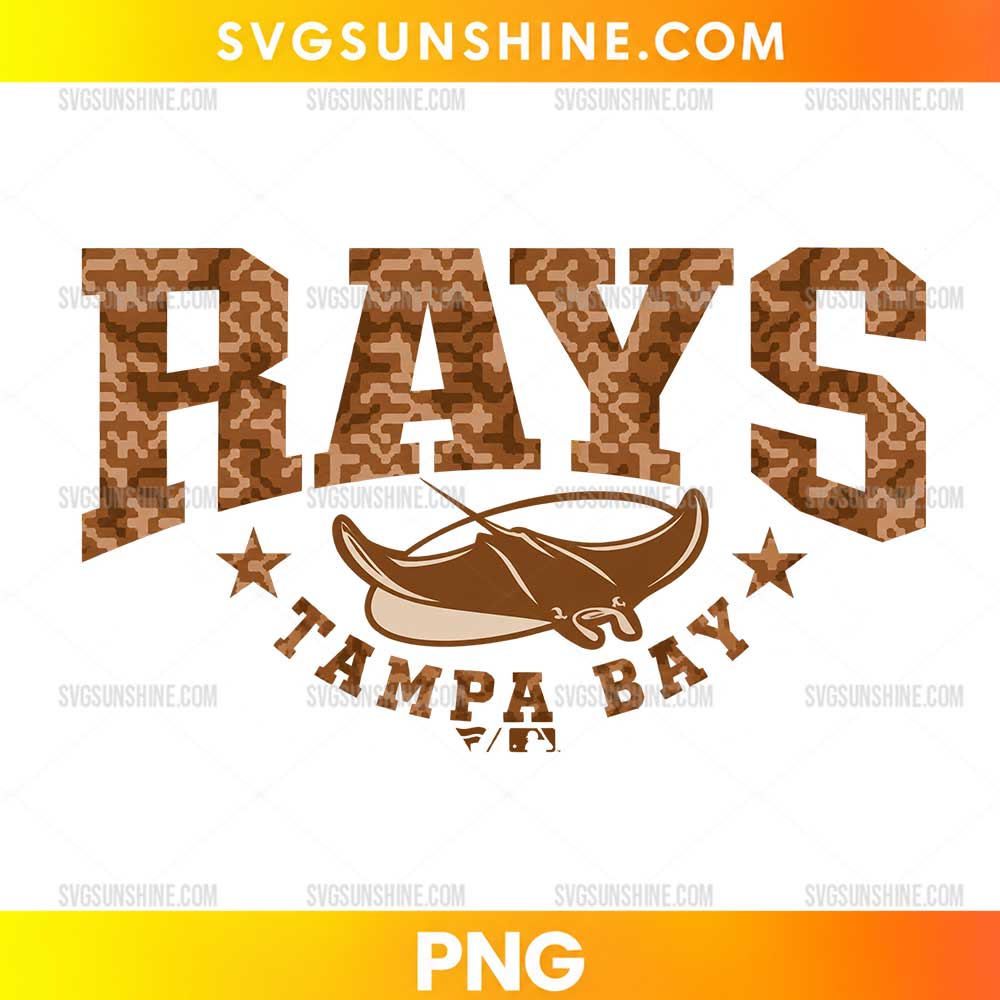 Tampa Bay Rays Camo PNG featuring brown camouflage RAYS lettering, a stingray illustration, and Tampa Bay text