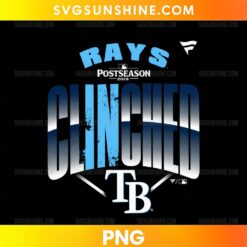 Tampa Bay Rays Clinched 2026 PNG featuring oversized blue and silver lettering with a baseball postseason design