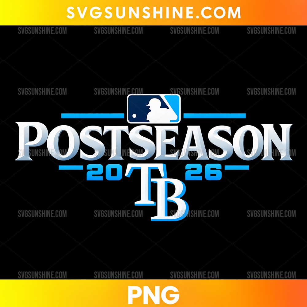 Tampa Bay Rays Postseason 2026 PNG featuring metallic silver lettering, blue accents, and TB baseball graphics