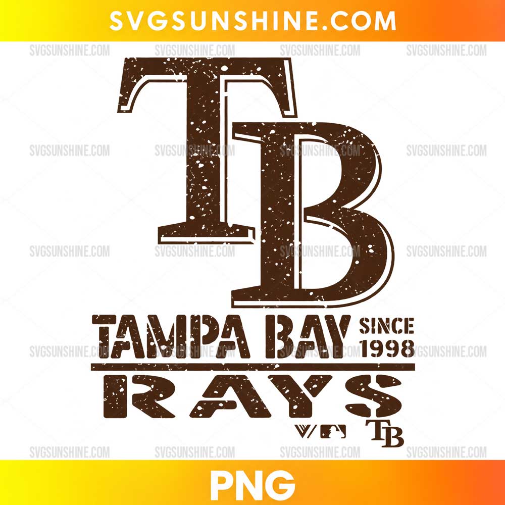 Tampa Bay Rays Vintage TB Logo PNG featuring distressed brown TB initials and retro baseball lettering