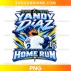 Tampa Bay Rays Yandy Diaz Home Run PNG featuring a baseball batter illustration, blue and white uniform, bold HOME RUN lettering, and 2026 postseason graphics.