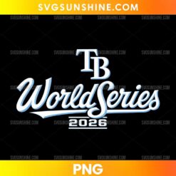 TB World Series 2026 Baseball PNG featuring a blue and white TB monogram, elegant script lettering, and bold 2026 numerals.