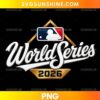 World Series 2026 Logo PNG baseball championship design with white script lettering and gold accents