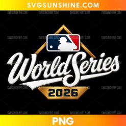 World Series 2026 Logo PNG baseball championship design with white script lettering and gold accents