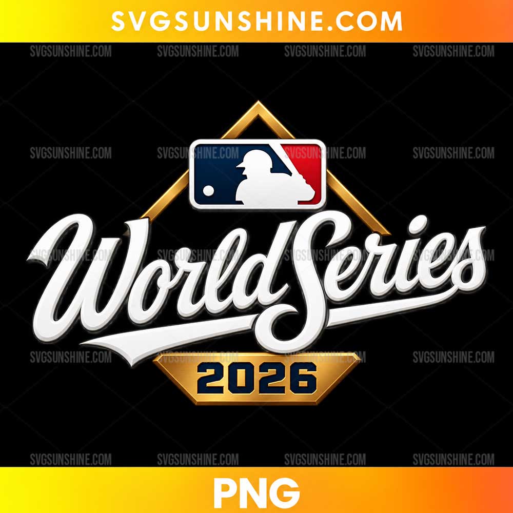 World Series 2026 Logo PNG baseball championship design with white script lettering and gold accents
